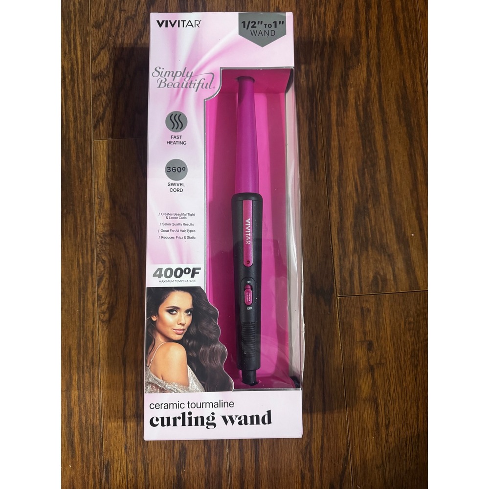 Vivitar Simply Beautiful Ceramic‎ Tourmaline Curling Wand 1/2-1 Inch Pink